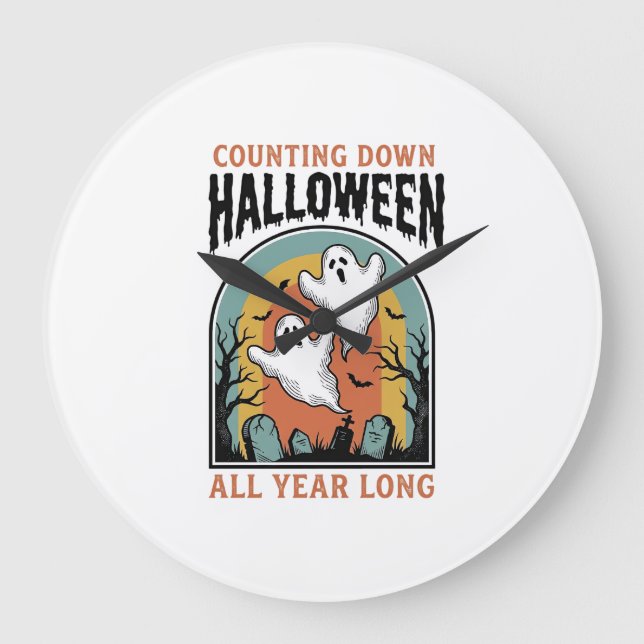 Halloween Countdown Shirt Vintage Graveyard Graphi Large Clock (Front)