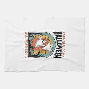 Halloween Countdown Shirt Vintage Graveyard Graphi Tea Towel