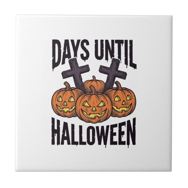 Halloween Countdown Shirt Vintage Pumpkin Design_1 Tile (Front)