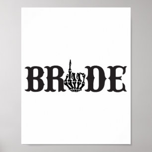 Halloween Couple Bride Groom Skeleton Matching Bri Poster