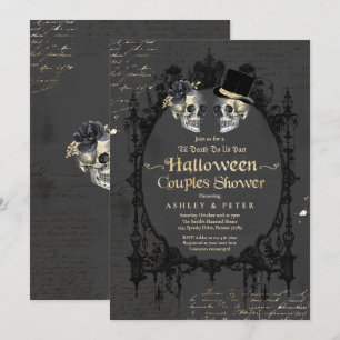  Halloween Couples Shower Engagement Gothic Skull Invitation