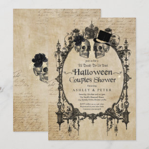 Halloween Couples Shower Engagement Gothic Skull Invitation