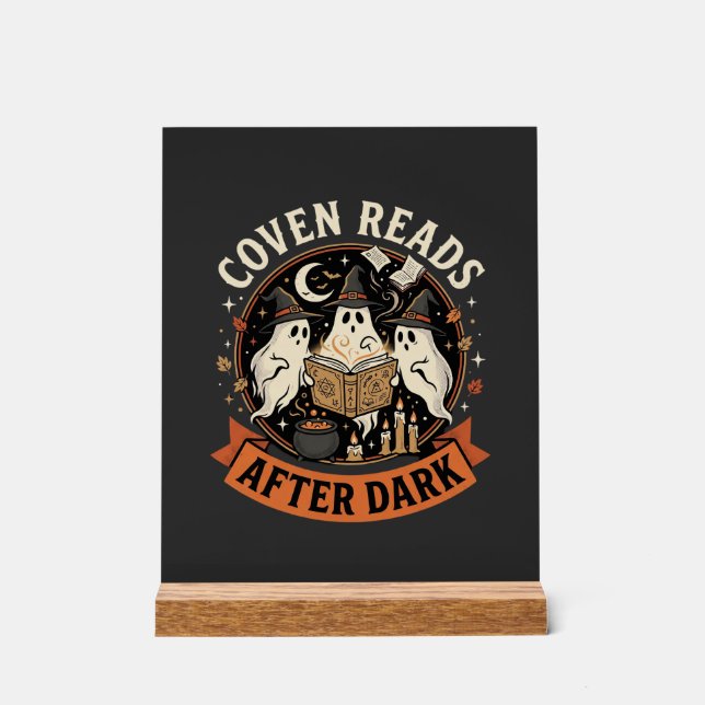 Halloween Coven Readers Night Acrylic Sign (Front)
