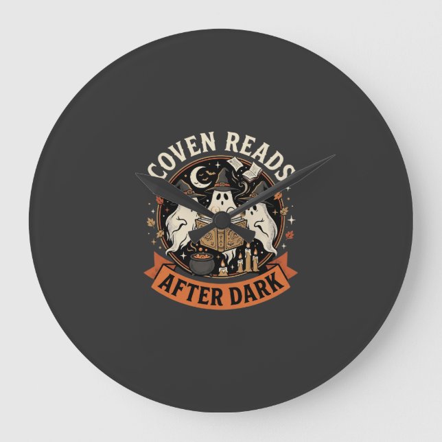 Halloween Coven Readers Night Large Clock (Front)
