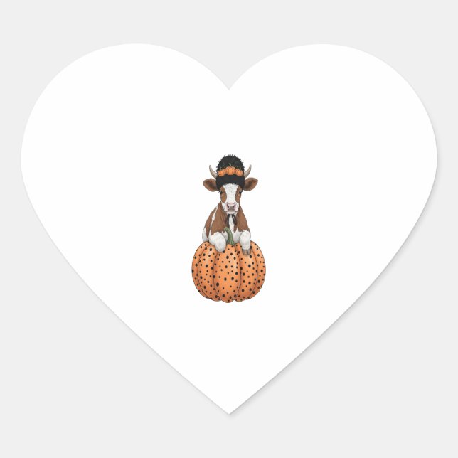 Halloween Cow 2 Heart Sticker (Front)