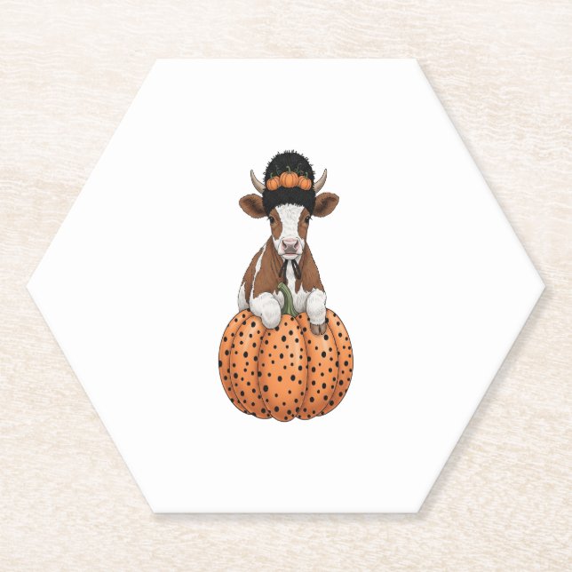 Halloween Cow 2 Paper Coaster (Front)