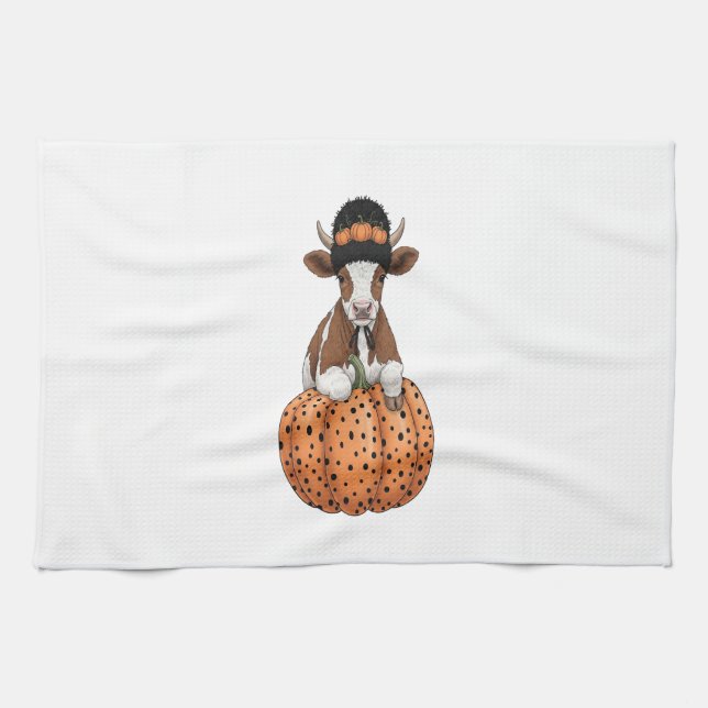 Halloween Cow 2 Tea Towel (Horizontal)