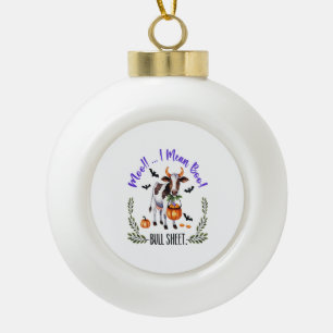 Halloween Cow Bull Sheet Ceramic Ball Christmas Ornament