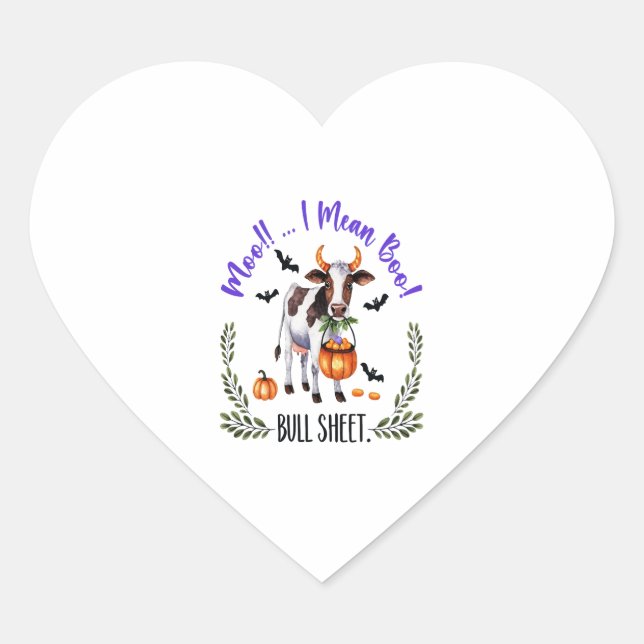Halloween Cow Bull Sheet Heart Sticker (Front)