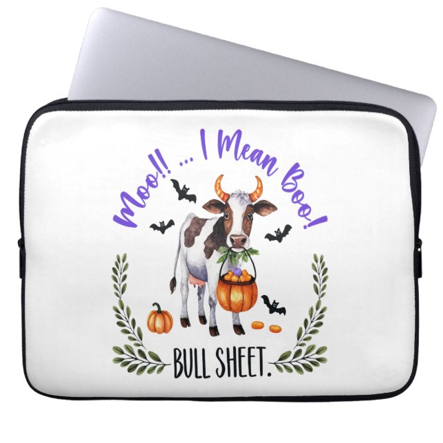 Halloween Cow Bull Sheet Laptop Sleeve (Front)