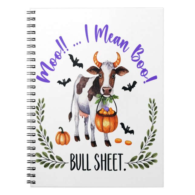 Halloween Cow Bull Sheet Notebook (Front)