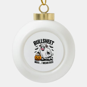 halloween cow ceramic ball christmas ornament