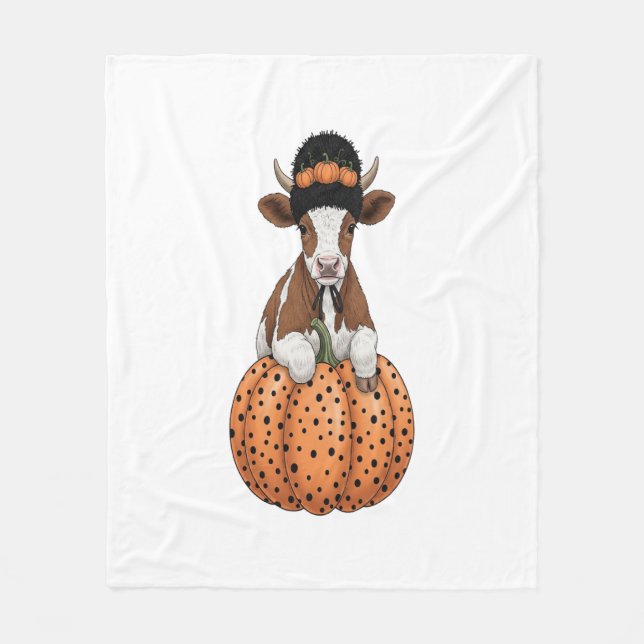 Halloween Cow Fleece Blanket (Front)