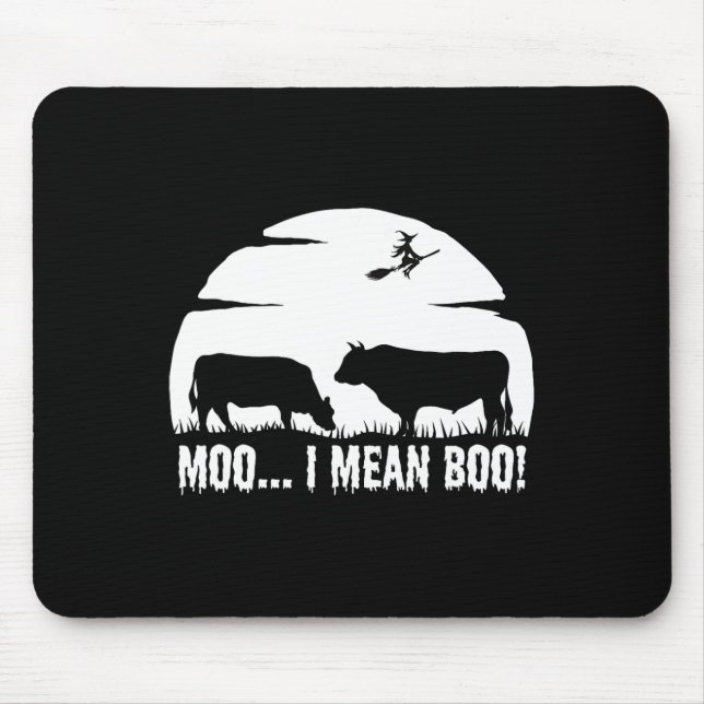 Halloween Cow Funny night legend dairy moo not boo Mouse Mat (Front)