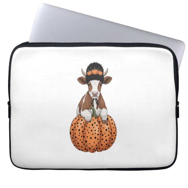 Halloween Cow Laptop Sleeve (Front)