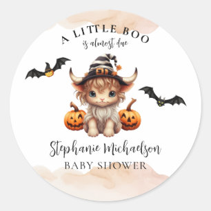 Halloween Cow Little Boo Baby Shower Classic Round Sticker