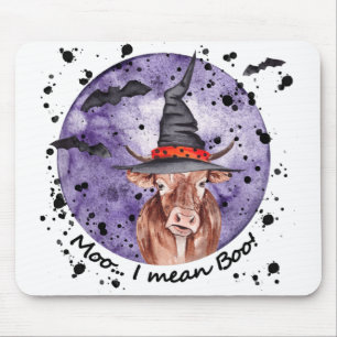 Halloween Cow Moo I Mean Boo Funny Mouse Mat