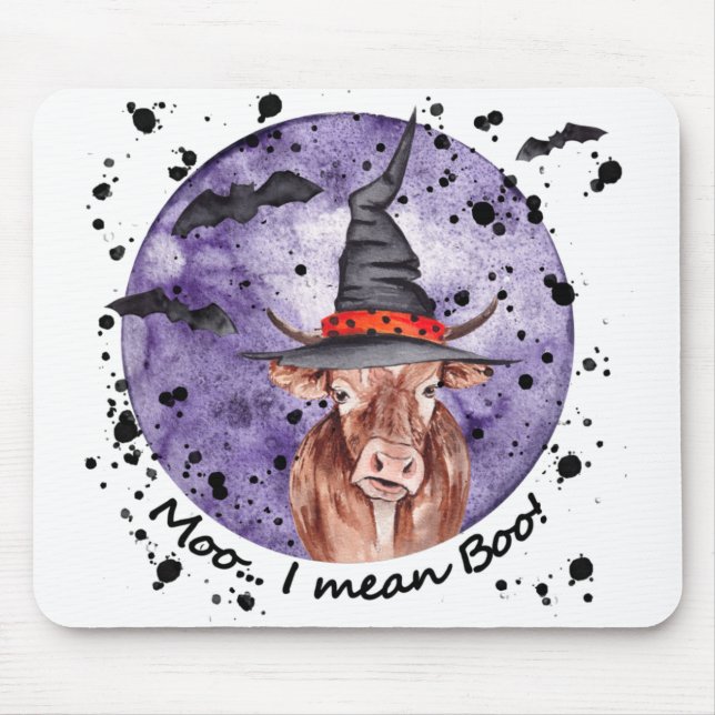 Halloween Cow Moo I Mean Boo Funny Mouse Mat (Front)