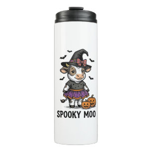 Halloween Cow Shirt Cute Witch Calf Engraving Art Thermal Tumbler