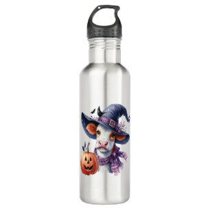 Halloween Cow with Fall 710 Ml Water Bottle