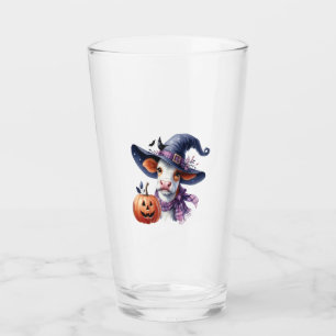 Halloween Cow with Fall Glass