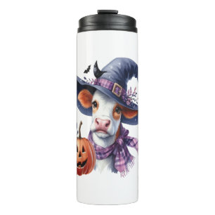Halloween Cow with Fall Thermal Tumbler