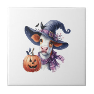 Halloween Cow with Fall Tile