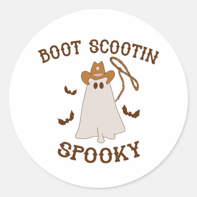 Halloween Cowboy Boot Scootin Spooky Classic Round Sticker (Front)