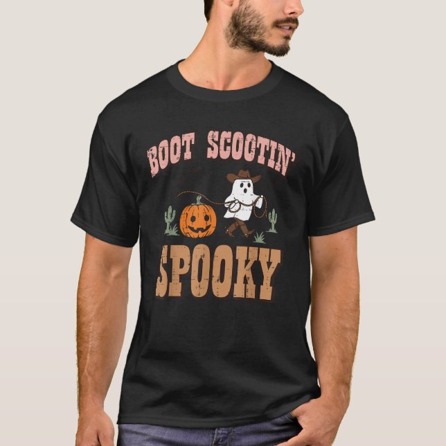 Halloween Cowboy Ghost Boot Scootin Spooky Costume T-Shirt (Front)