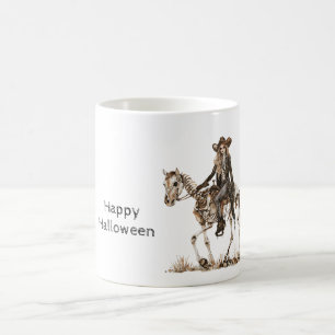 Halloween Cowgirl Western Horse Skeleton Coffee Mug