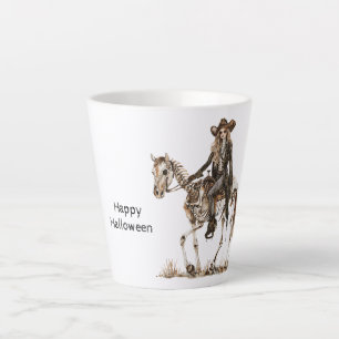 Halloween Cowgirl Western Horse Skeleton Latte Mug
