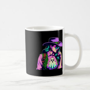 Halloween Cowgirl With Ghost Pop Art Coffee Mug