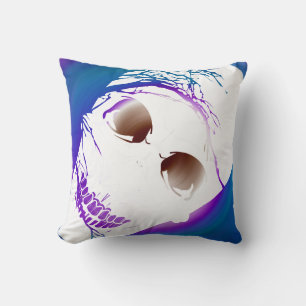 Halloween Cracked Skull with Magic Blue Purple Cushion