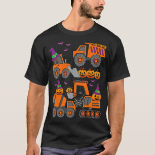 Halloween Crane Truck Construction Pumpkin Toddler T-Shirt