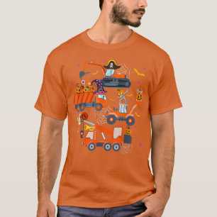 Halloween Crane Truck Construction Pumpkin Toddler T-Shirt