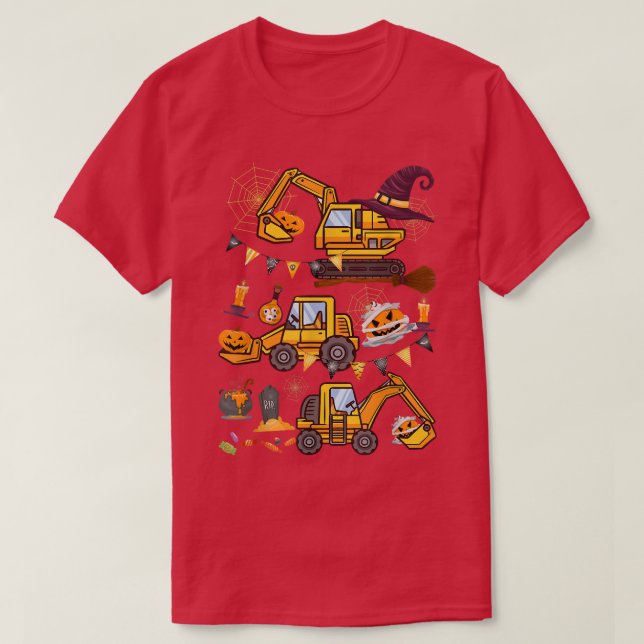 Halloween Crane Truck Construction Pumpkin Toddler T-Shirt (Design Front)