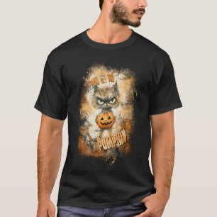 Halloween Cranky Cat With Pumpkin T-Shirt