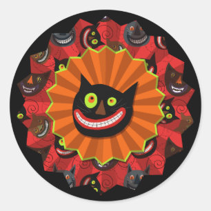 Halloween Crazy Cat Cute Classic Round Sticker