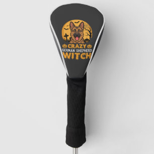 Halloween Crazy German Shepherd Witch Design Golf Head Cover