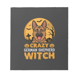 Halloween Crazy German Shepherd Witch Design Notepad