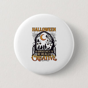 Halloween Creative Kids Silhouette Crescent Moon W 6 Cm Round Badge
