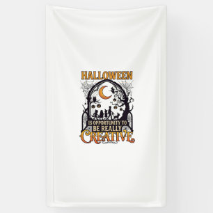 Halloween Creative Kids Silhouette Crescent Moon W Banner