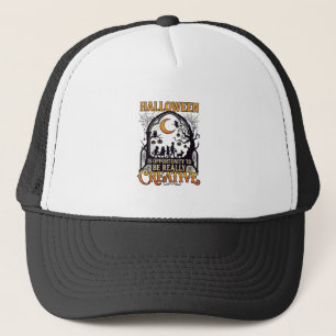Halloween Creative Kids Silhouette Crescent Moon W Trucker Hat