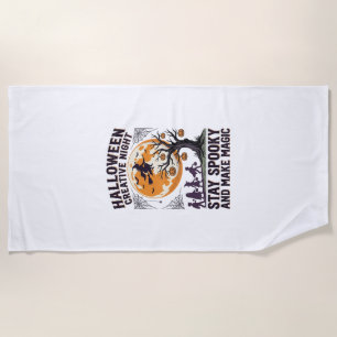 Halloween Creative Shirt Vintage Spooky Moon Art_1 Beach Towel