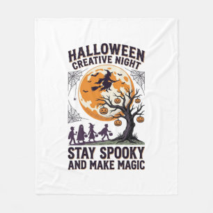 Halloween Creative Shirt Vintage Spooky Moon Art_1 Fleece Blanket
