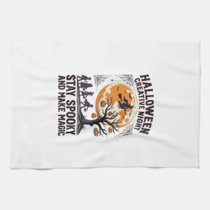 Halloween Creative Shirt Vintage Spooky Moon Art_1 Tea Towel