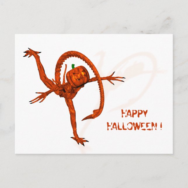 Halloween Creature From Galaxy Pumpkin Postcard (Front)