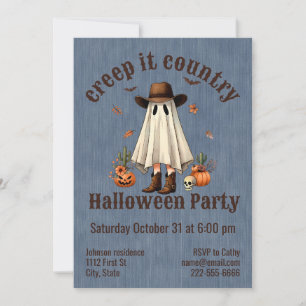 Halloween Creep It Country Western Ghost Invitation