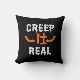 Halloween Creep It Real Funny Bat Birthday Cushion