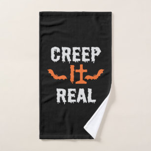Halloween Creep It Real Funny Bat Birthday Hand Towel